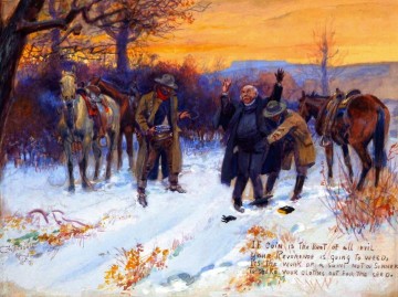 Impresionismo Painting - Desplumando al sacerdote 1915 Charles Marion Russell Indiana cowboy